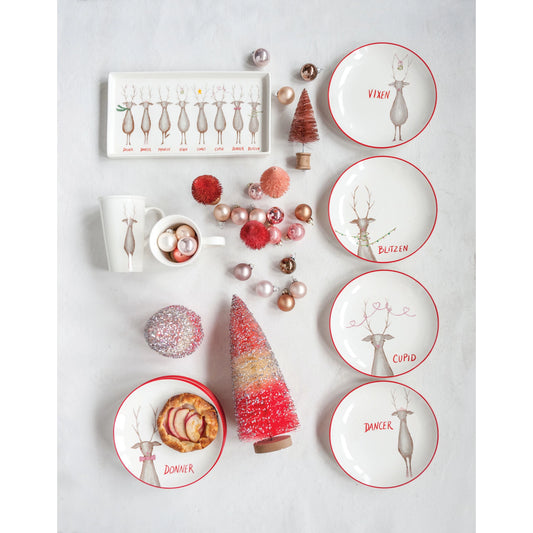 Reindeer and Santa Stoneware Platter
