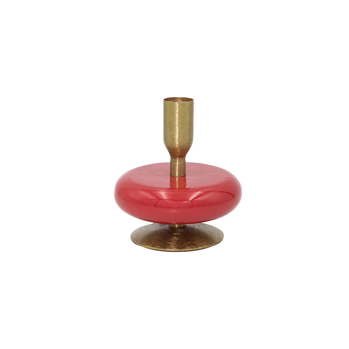 Red & Gold Metal Taper Candle Holder, Creative Co-Op