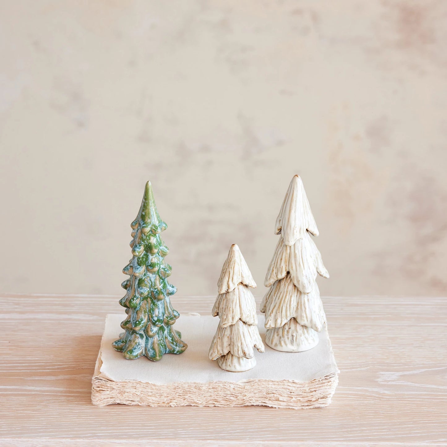 Whispering Pines Stoneware Trees with Reactive Glaze - 2 Size Options