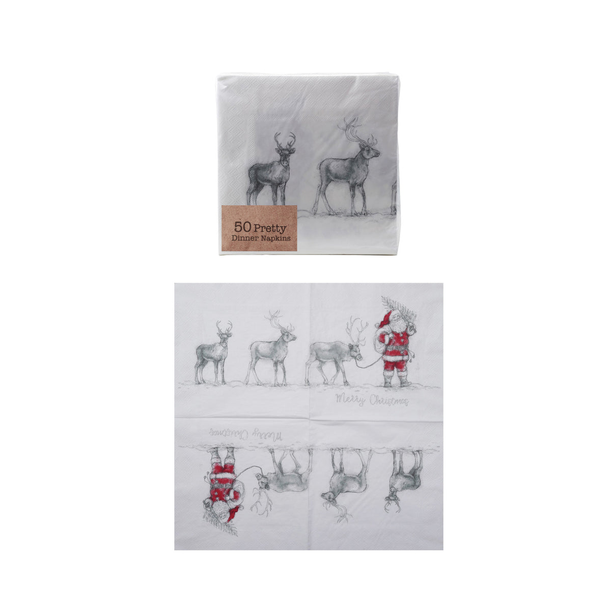Santa Leading Reindeer Luncheon Napkins