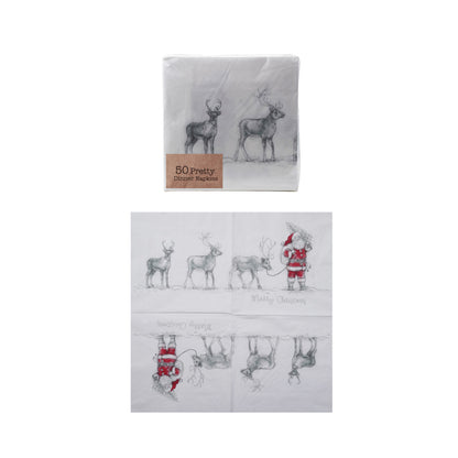 Santa Leading Reindeer Luncheon Napkins